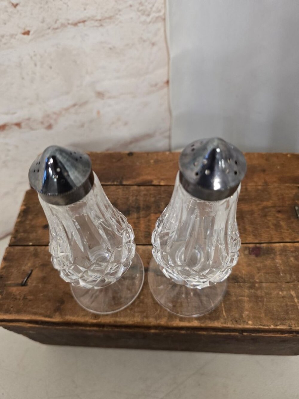 Waterford Crystal Lismore Salt & Pepper Shakers 6.25" Footed Base - Picture 4 of 7
